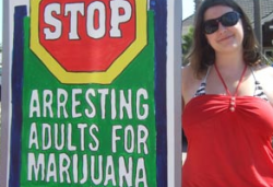 Drug War protester at Huntington Beach, Calif. (Photo by The November Coalition)